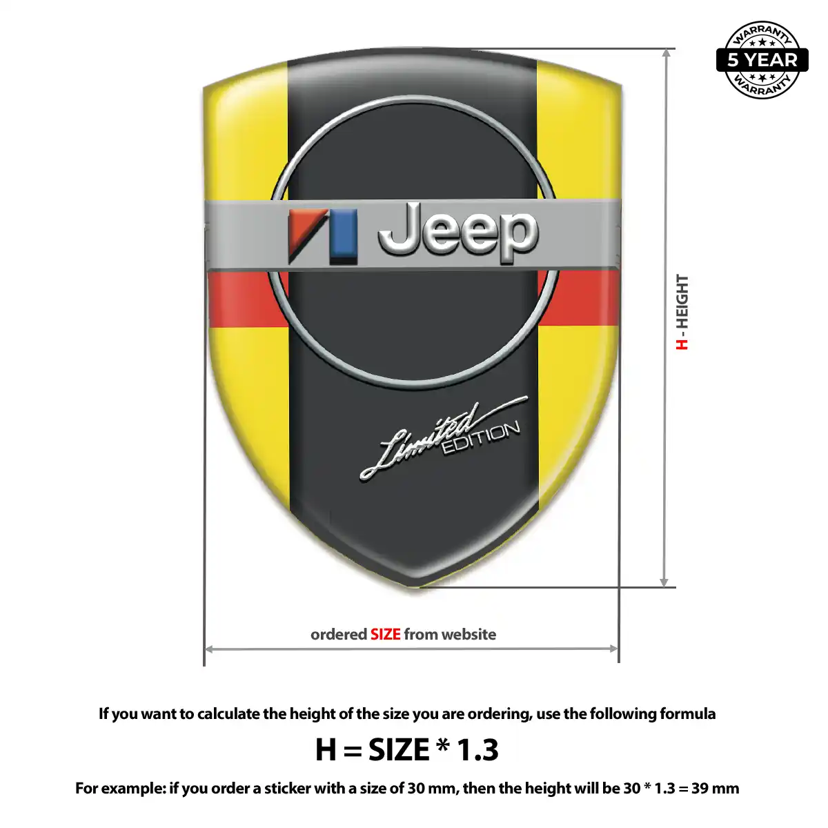 Jeep Domed Car Sticker Resin Luxe