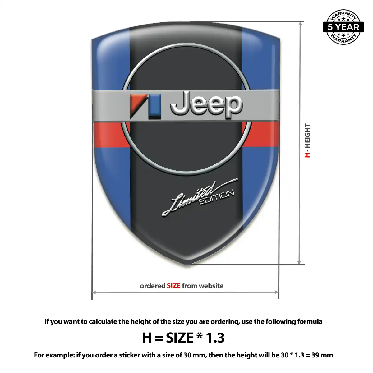 Jeep Domed Logo Sticker Cabin Style