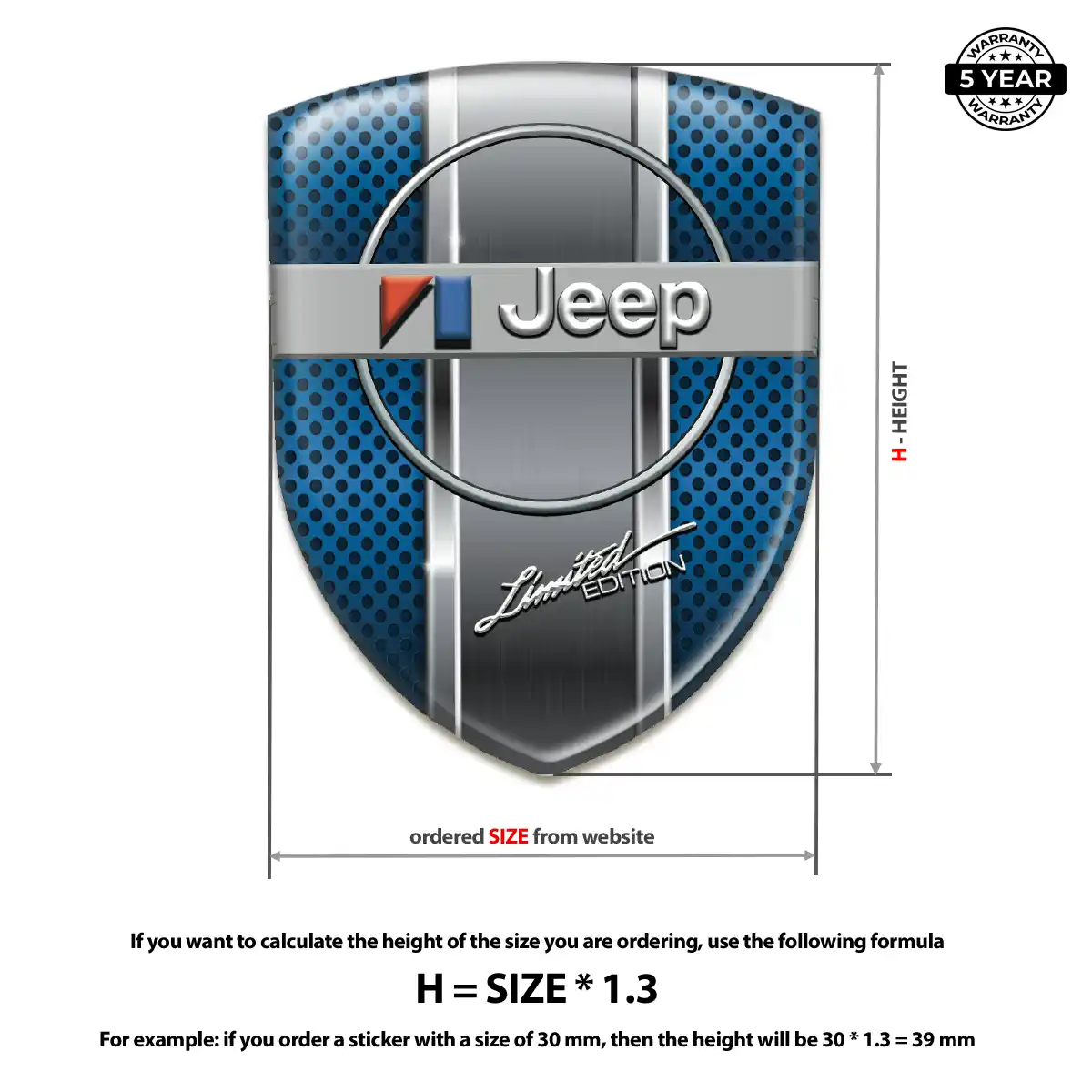 Jeep Domed Logo Sticker Resin Luxe