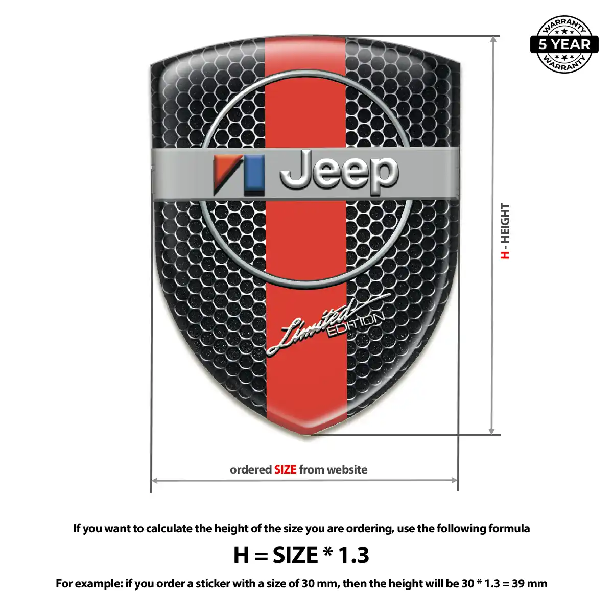 Jeep Epoxy Domed Sticker Interior Elegance