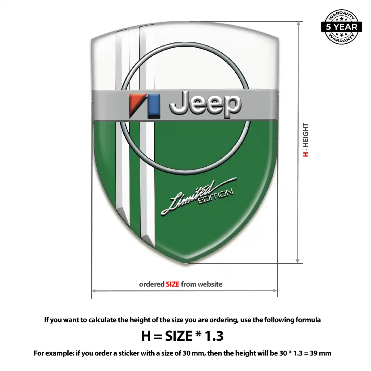 Jeep Epoxy Domed Sticker Sleek Style