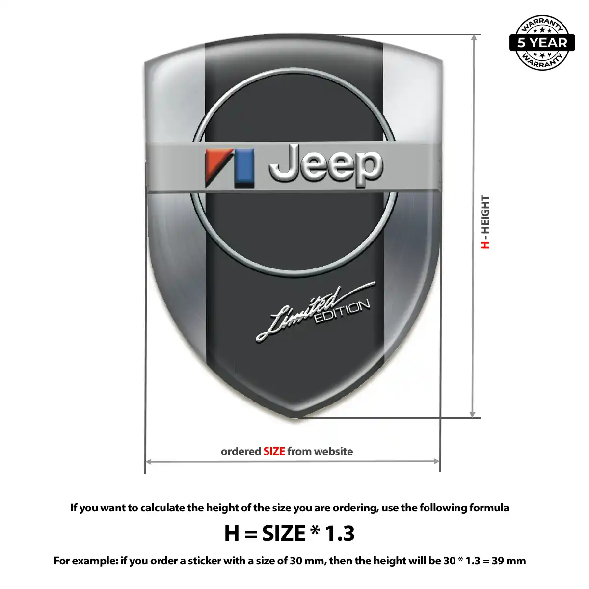 Jeep Logo Sticker Resin Luxe