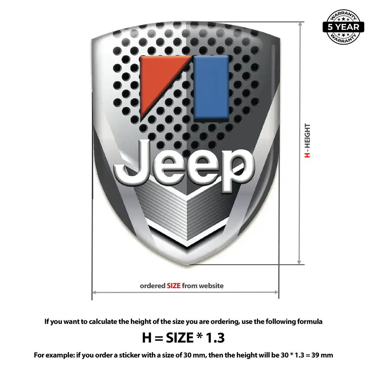 Jeep Polyurethane Domed Sticker Cabin Style