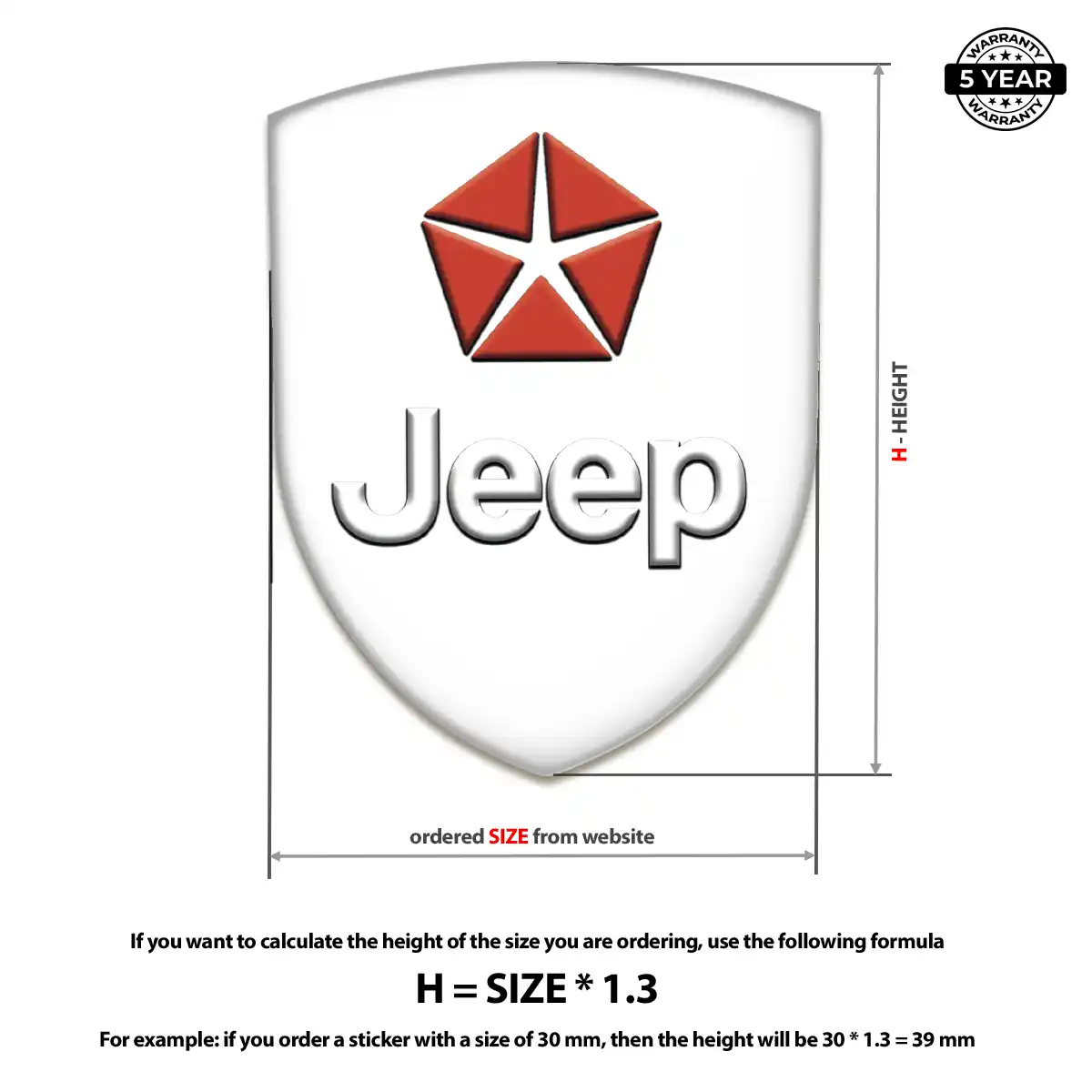 Jeep Polyurethane Domed Sticker Elite Finish