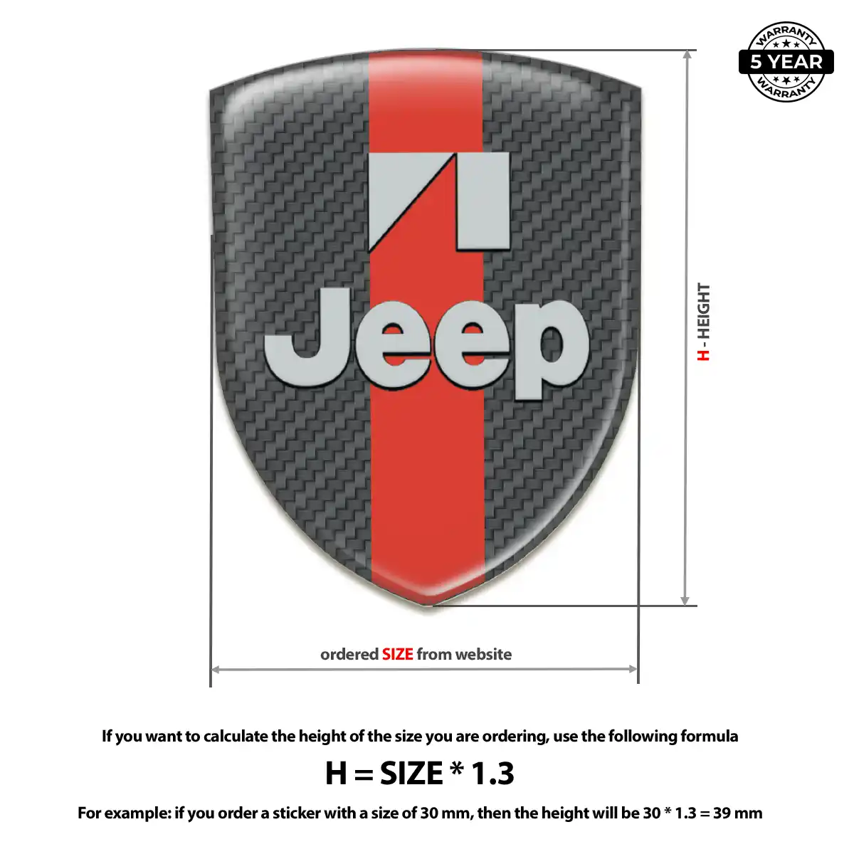 Jeep Polyurethane Domed Sticker Exterior Luxe