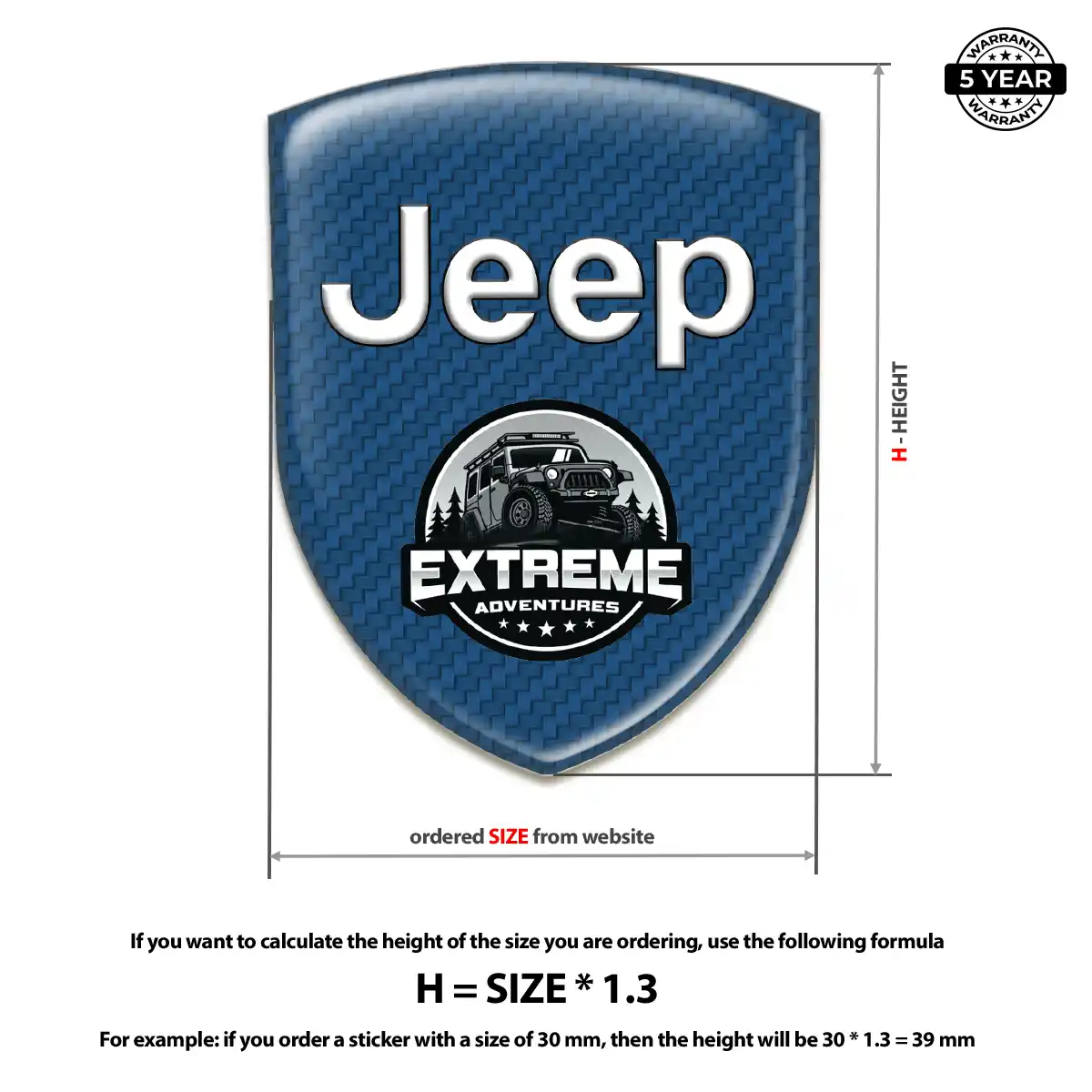 Jeep Polyurethane Domed Sticker Interior Elegance