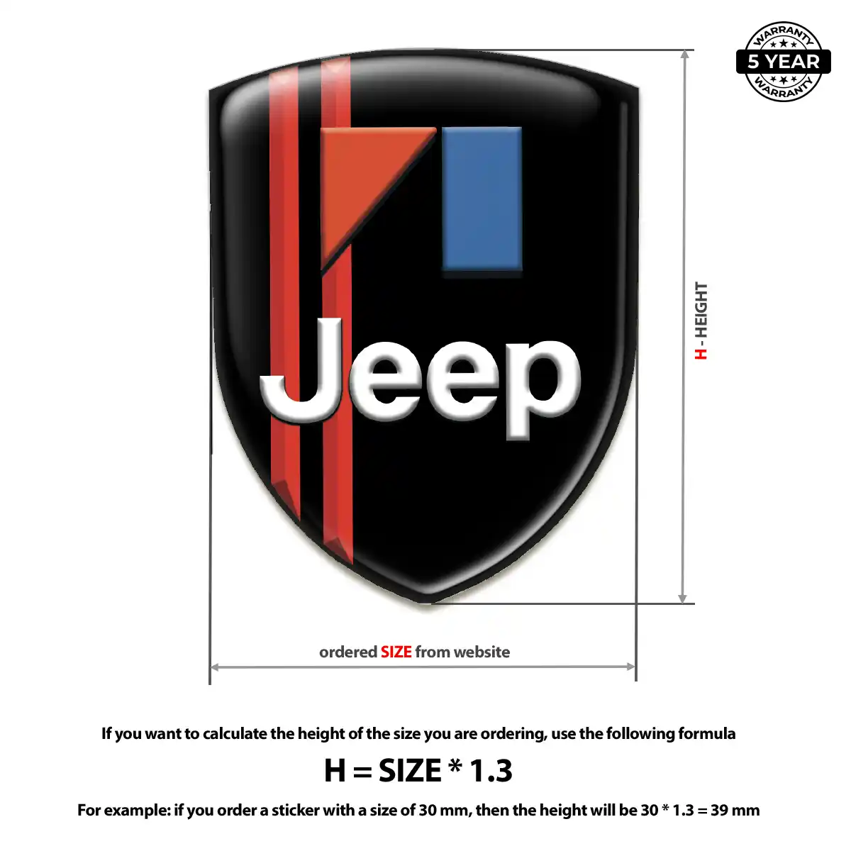 Jeep Polyurethane Domed Sticker Interior Luxe