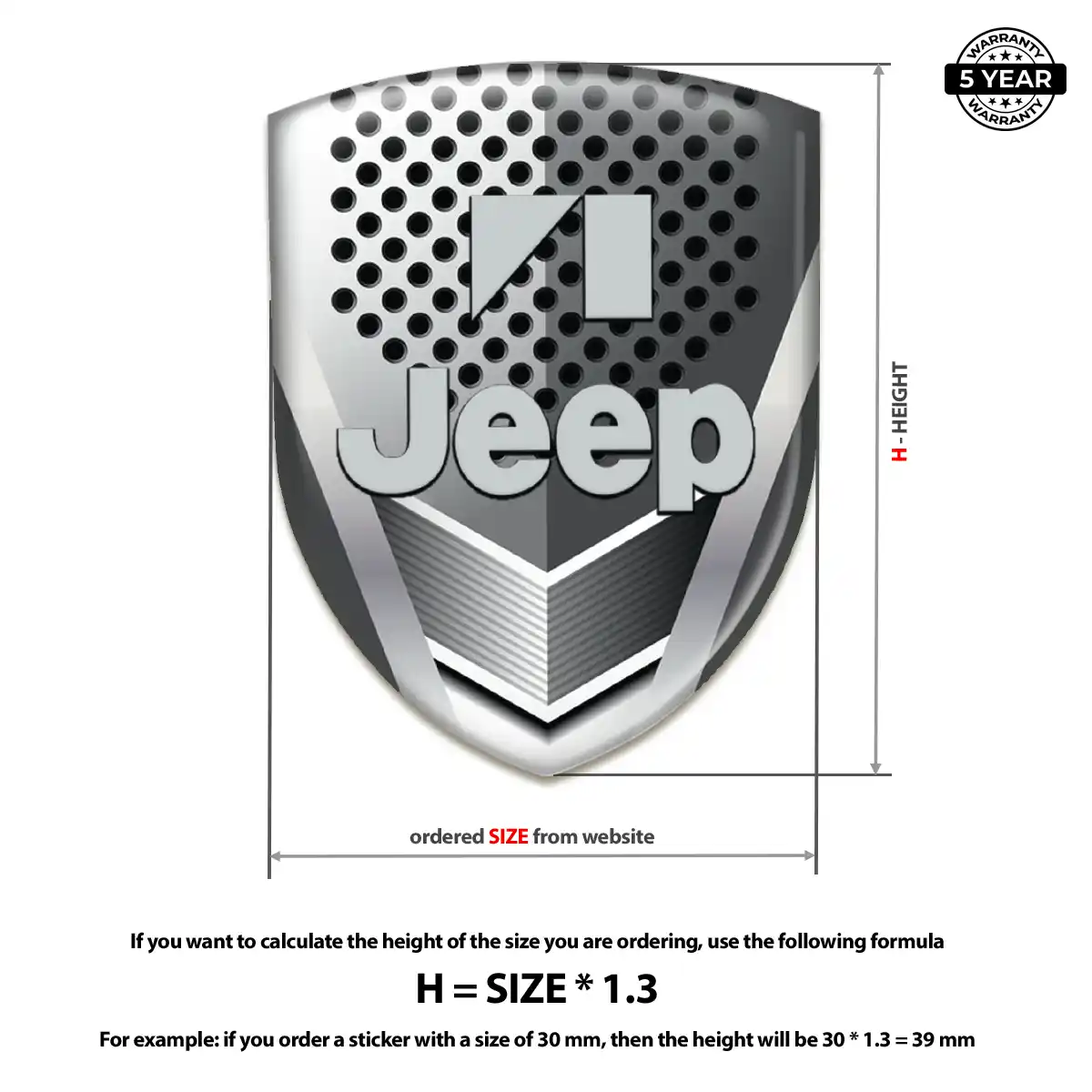 Jeep Polyurethane Domed Sticker Outer Style