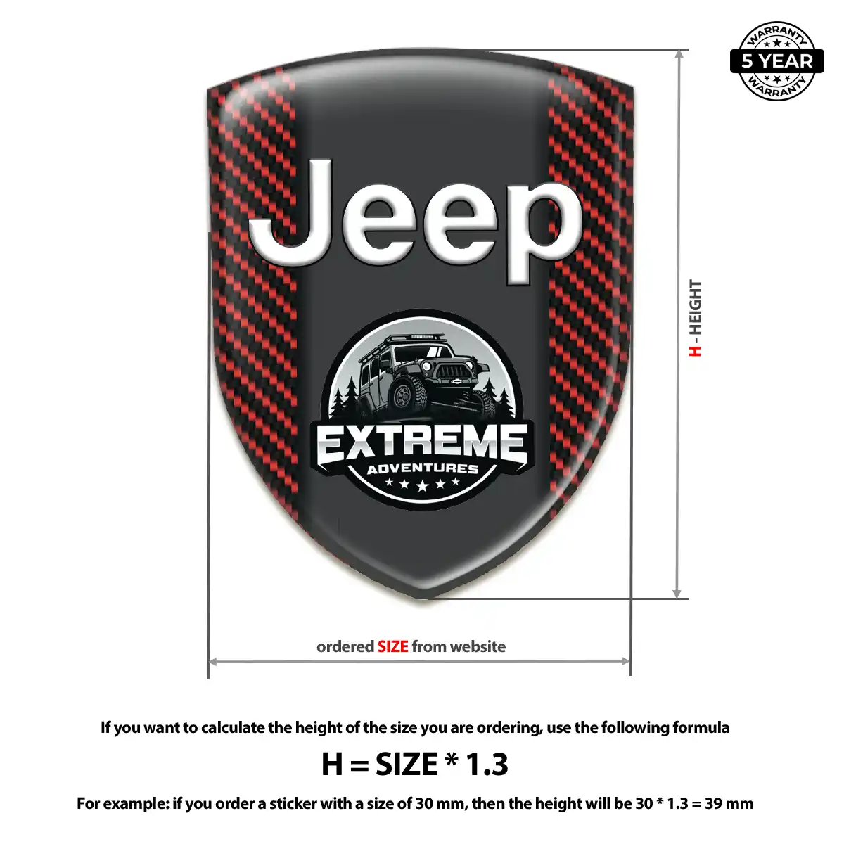 Jeep Polyurethane Domed Sticker Prime Quality