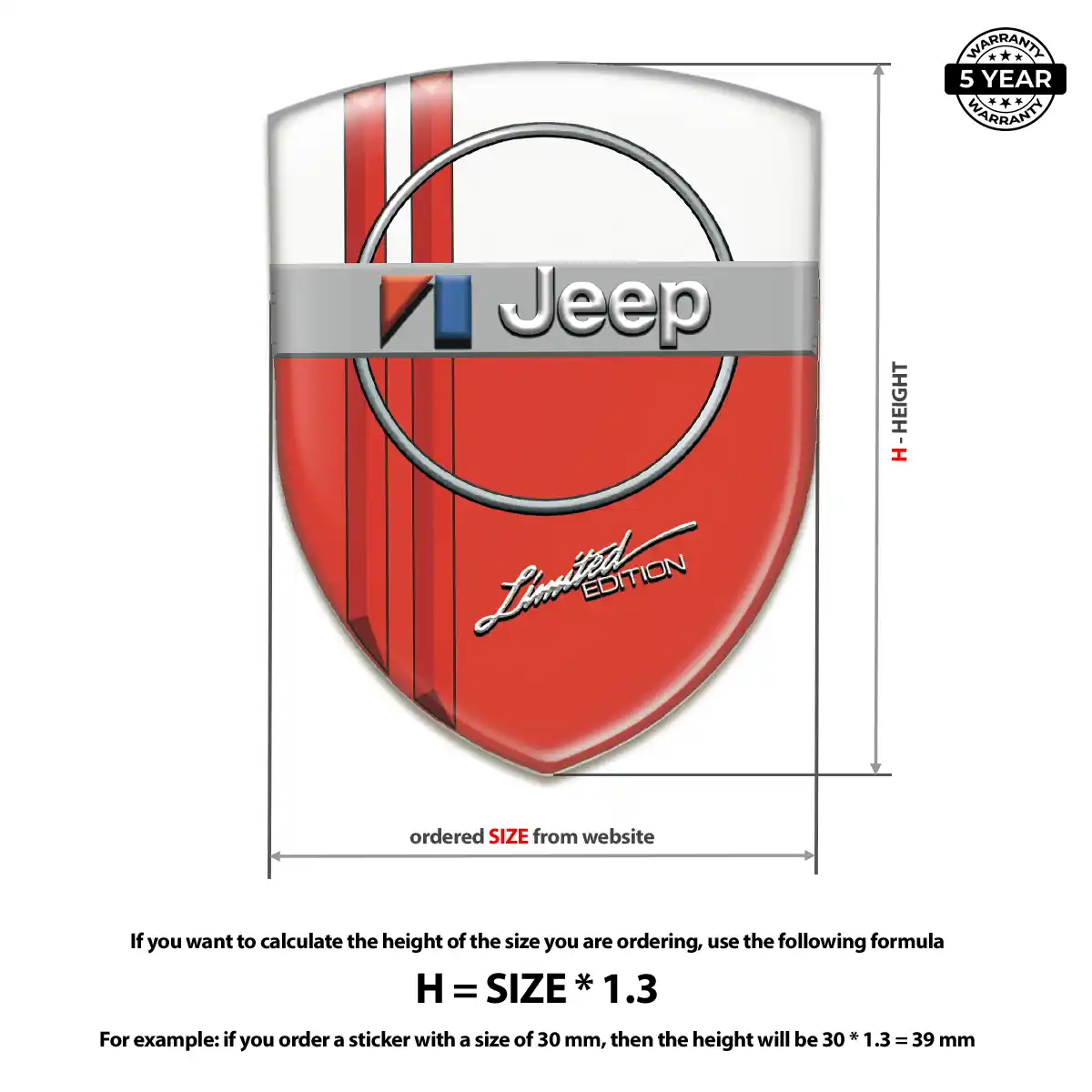 Jeep Polyurethane Domed Sticker Refined Design