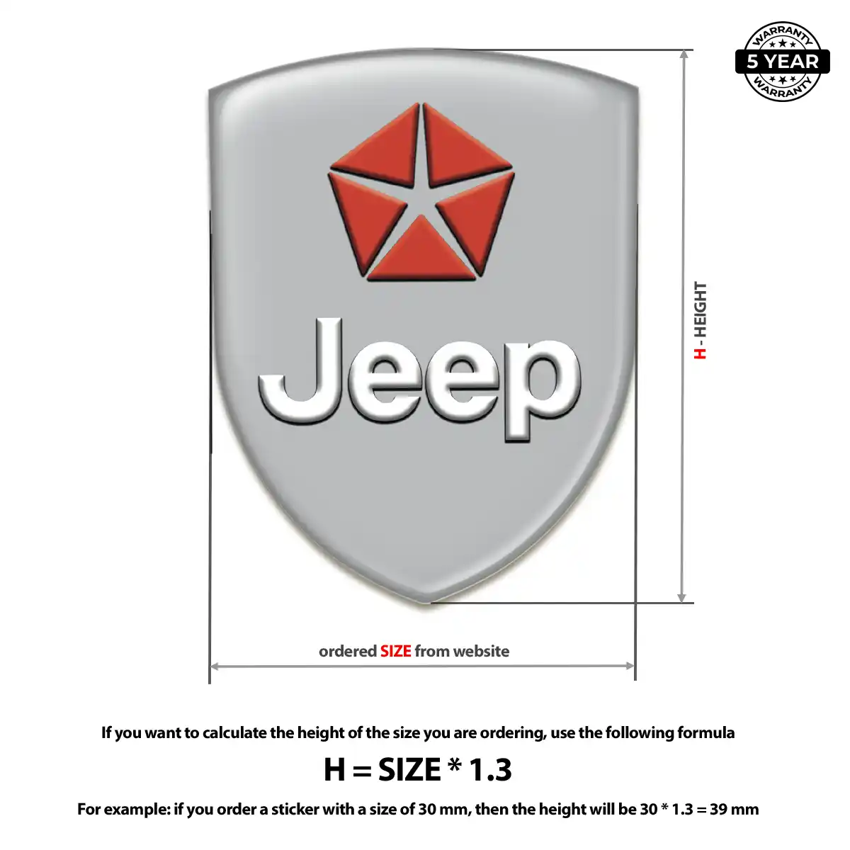 Jeep Polyurethane Domed Sticker Signature Grade