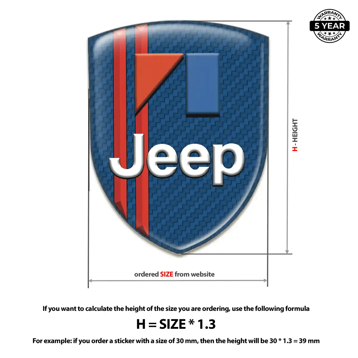 Jeep Polyurethane Domed Sticker Sleek Style