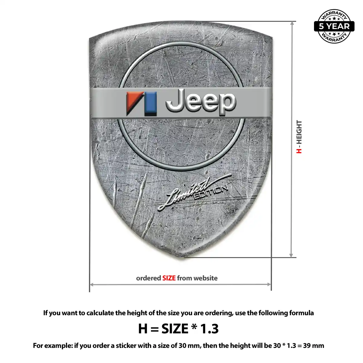 Jeep Resin Domed Sticker Elite Finish
