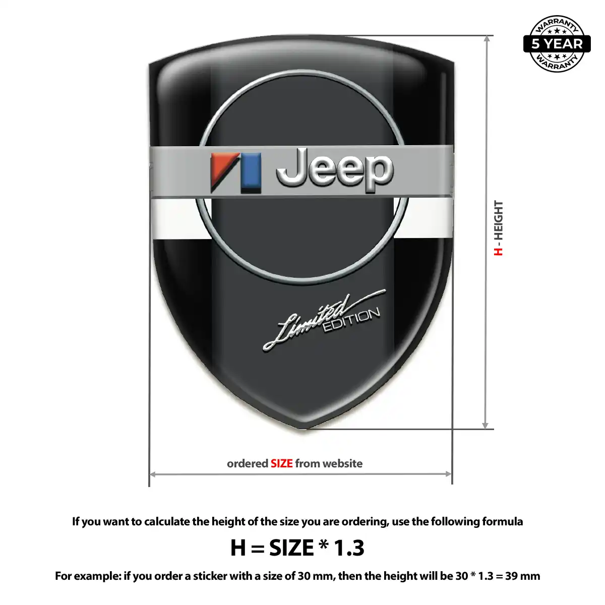 Jeep Resin Domed Sticker Interior Elegance