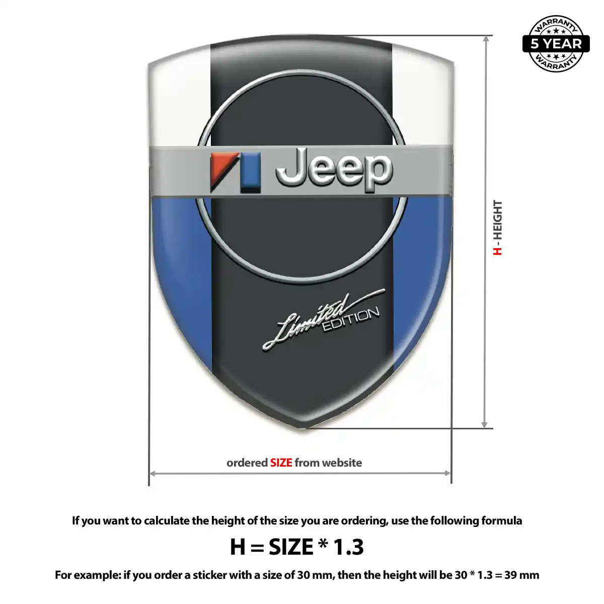 Jeep Resin Domed Sticker Interior Luxe