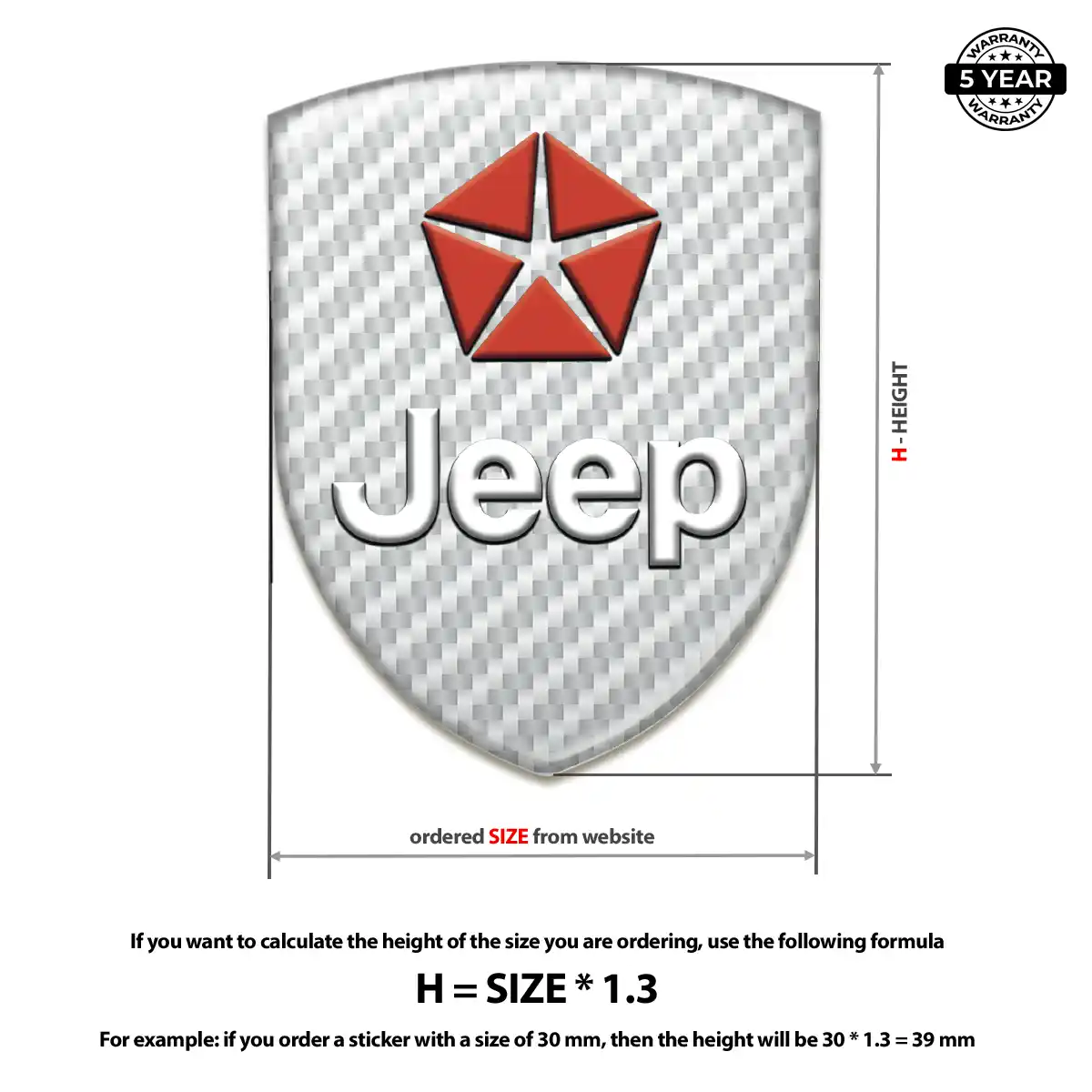 Jeep Resin Emblem Sticker Elite Finish