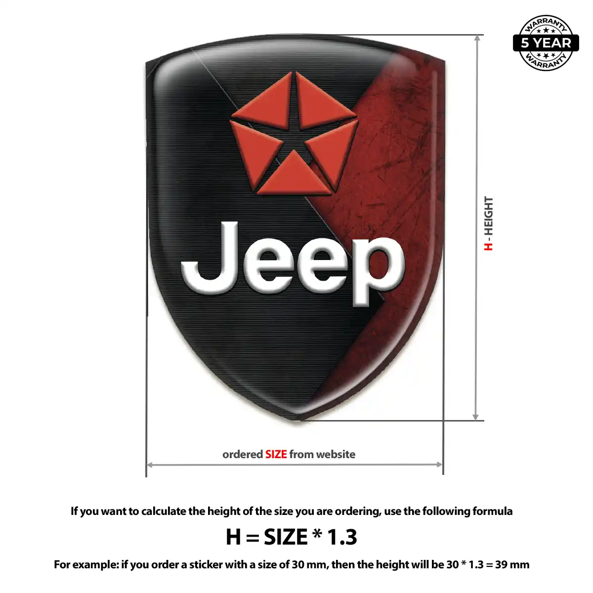 Jeep Self Adhesive Emblem Sticker Cabin Style