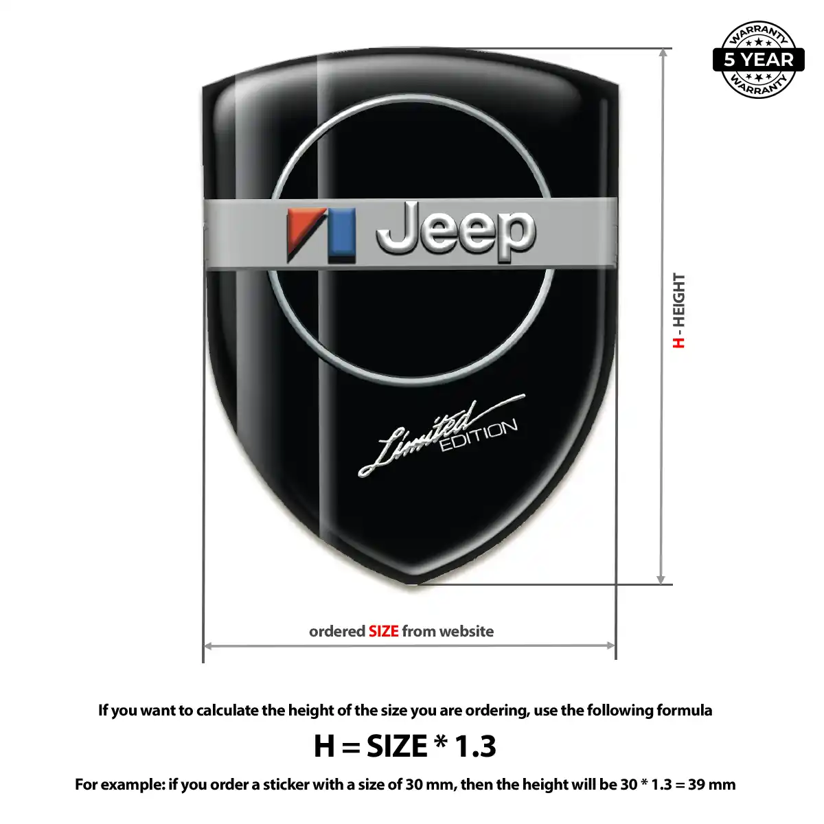 Jeep Self Adhesive Emblem Sticker Exterior Luxe