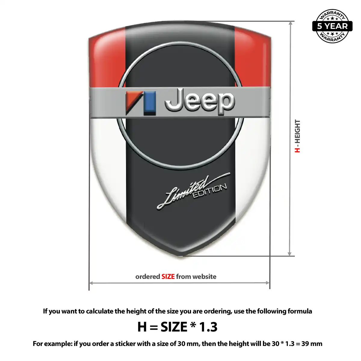 Jeep Self Adhesive Emblem Sticker Premium Dome