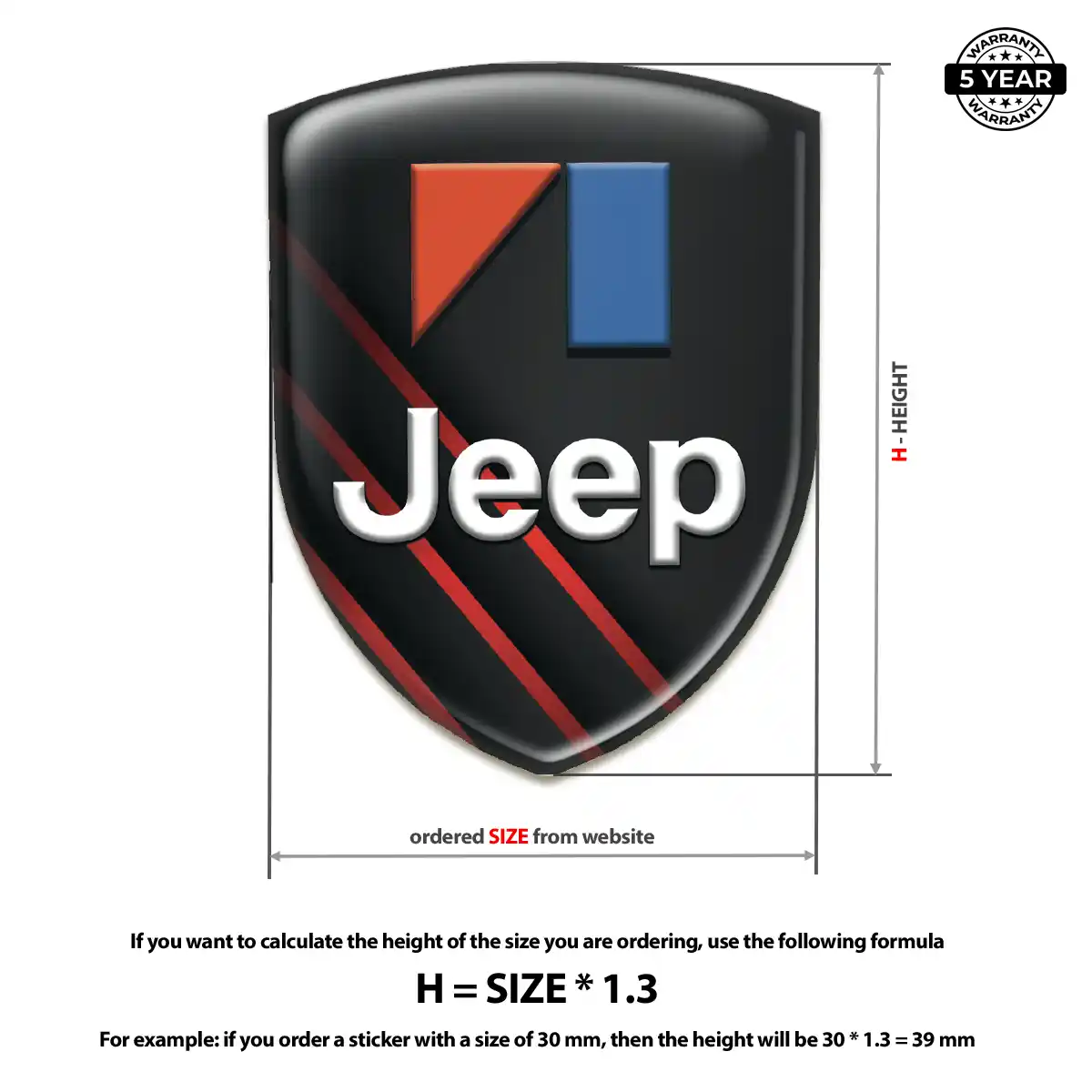 Jeep Self Adhesive Emblem Sticker Resin Luxe
