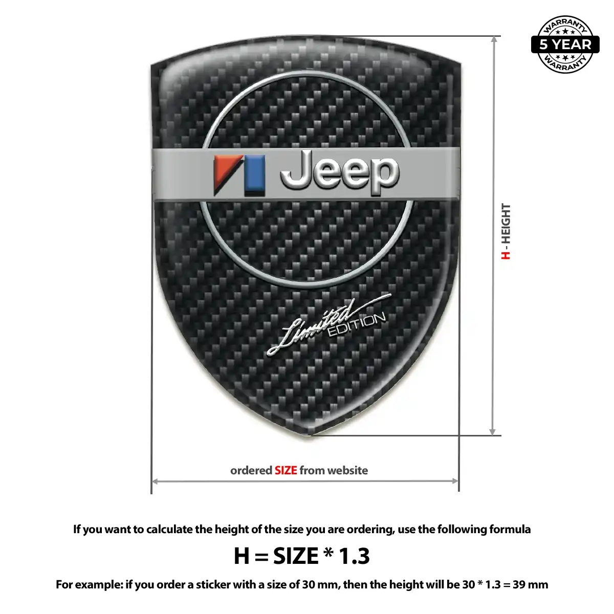 Jeep Self Adhesive Emblem Sticker Signature Grade