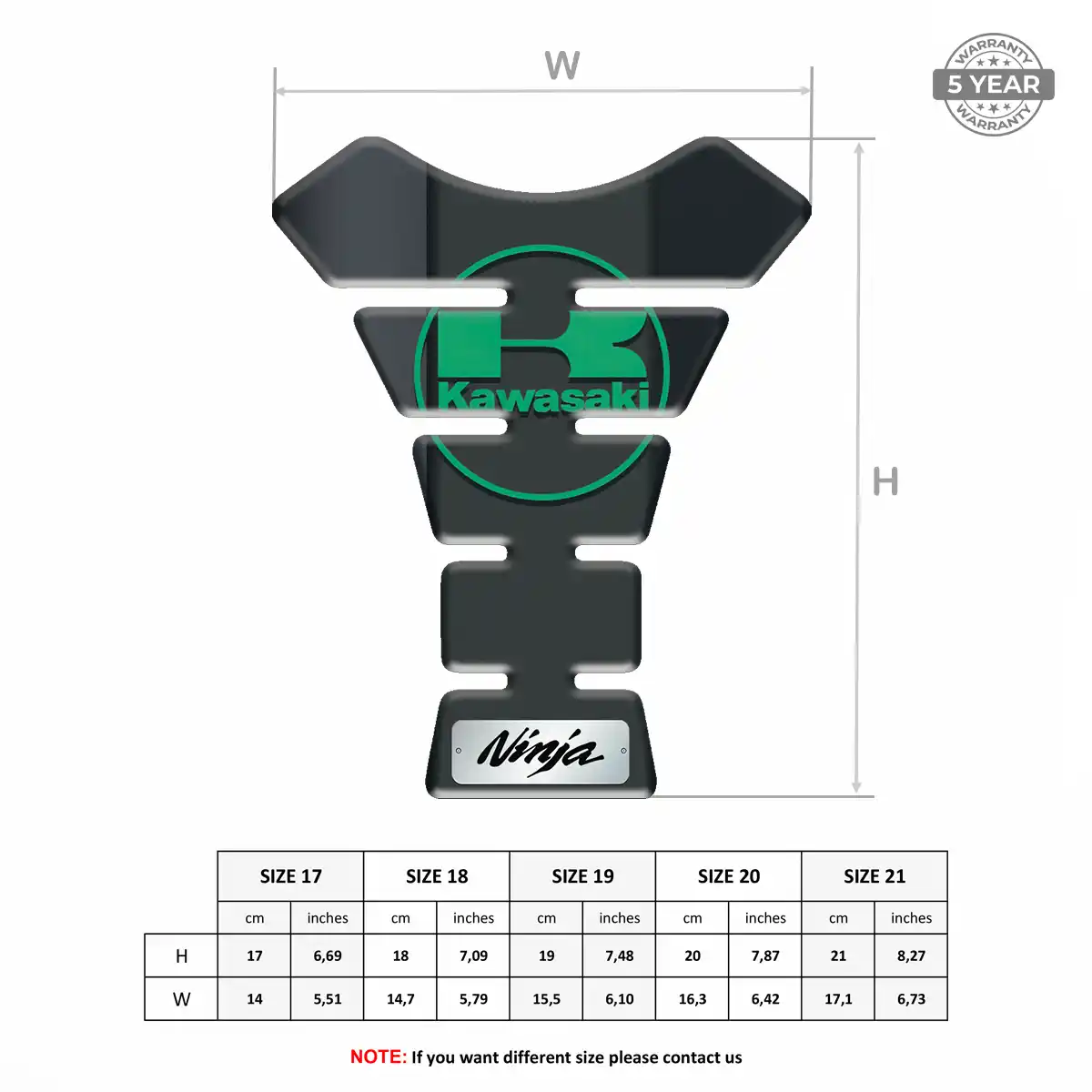 Kawasaki 3D Domed Tank Pad Elite Finish