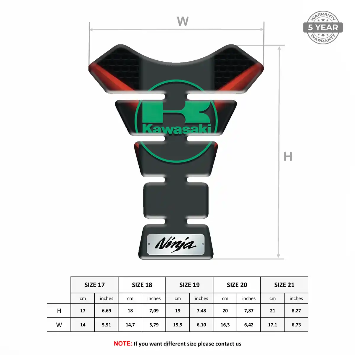 Kawasaki Domed Tank Pad Sleek Style