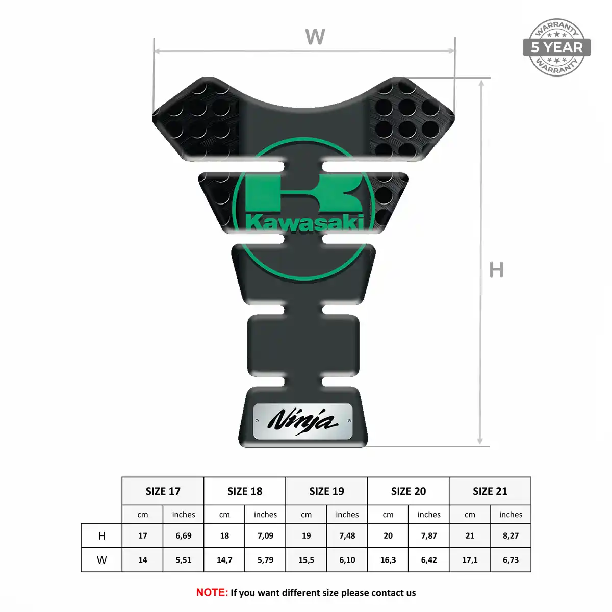 Kawasaki Tank Pad Protector Motorbike Refined Design