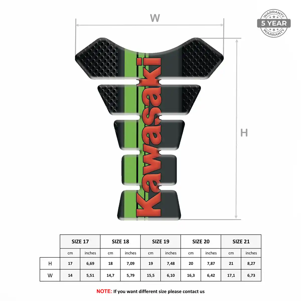 Kawasaki Tank Pad Protector Motorcycle Elite Finish