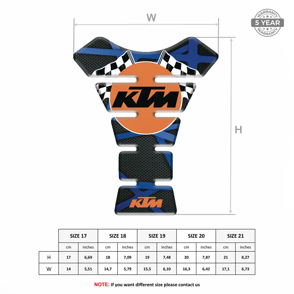 KTM Domed Tank Pad Sleek Style