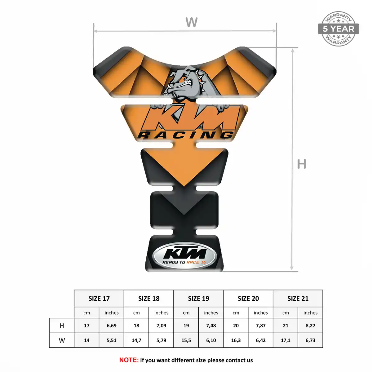 KTM Domed Tank Sticker Elite Finish