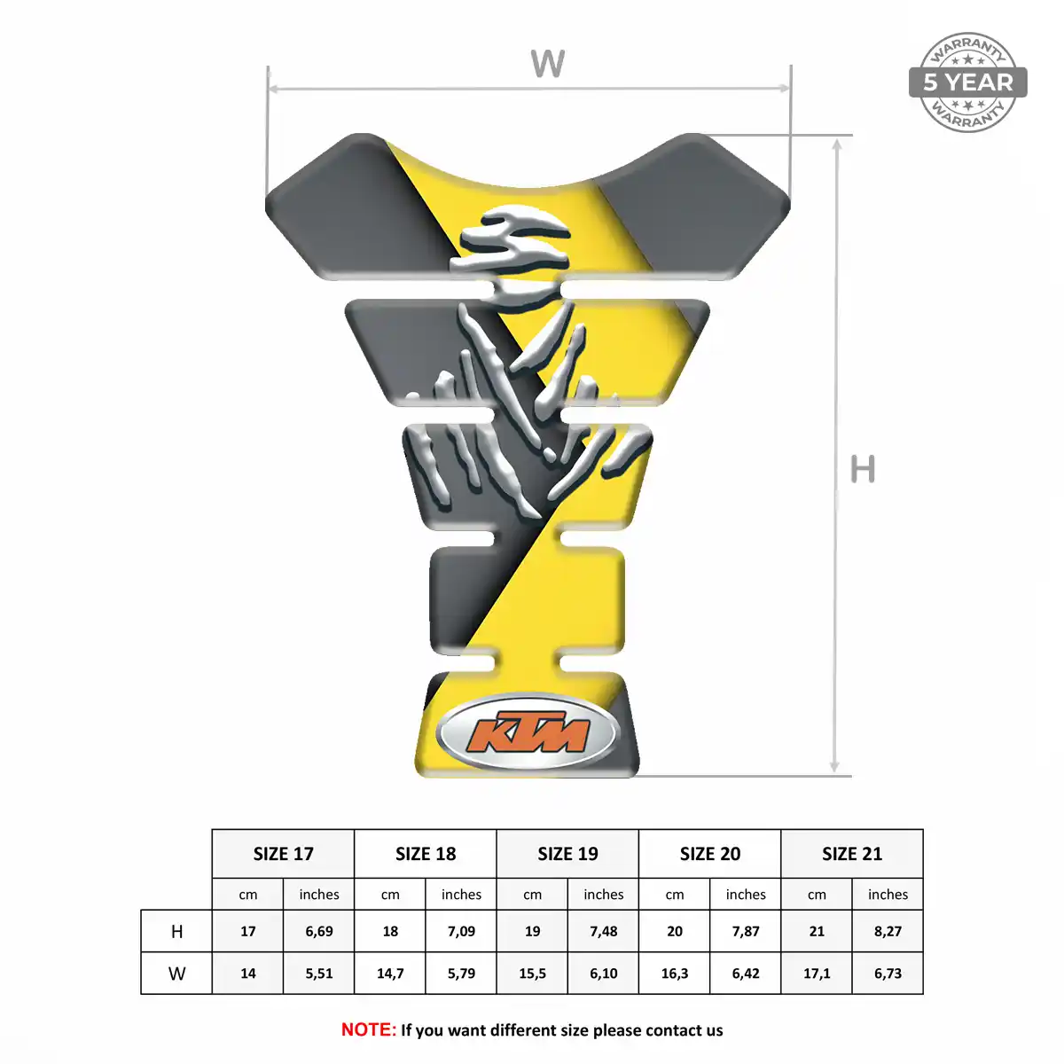 KTM Motorcycle Tank Decal Signature Grade