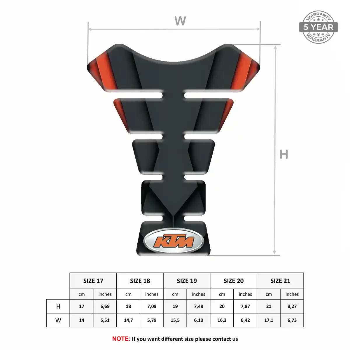 KTM Self Adhesive Tank Pad Refined Design