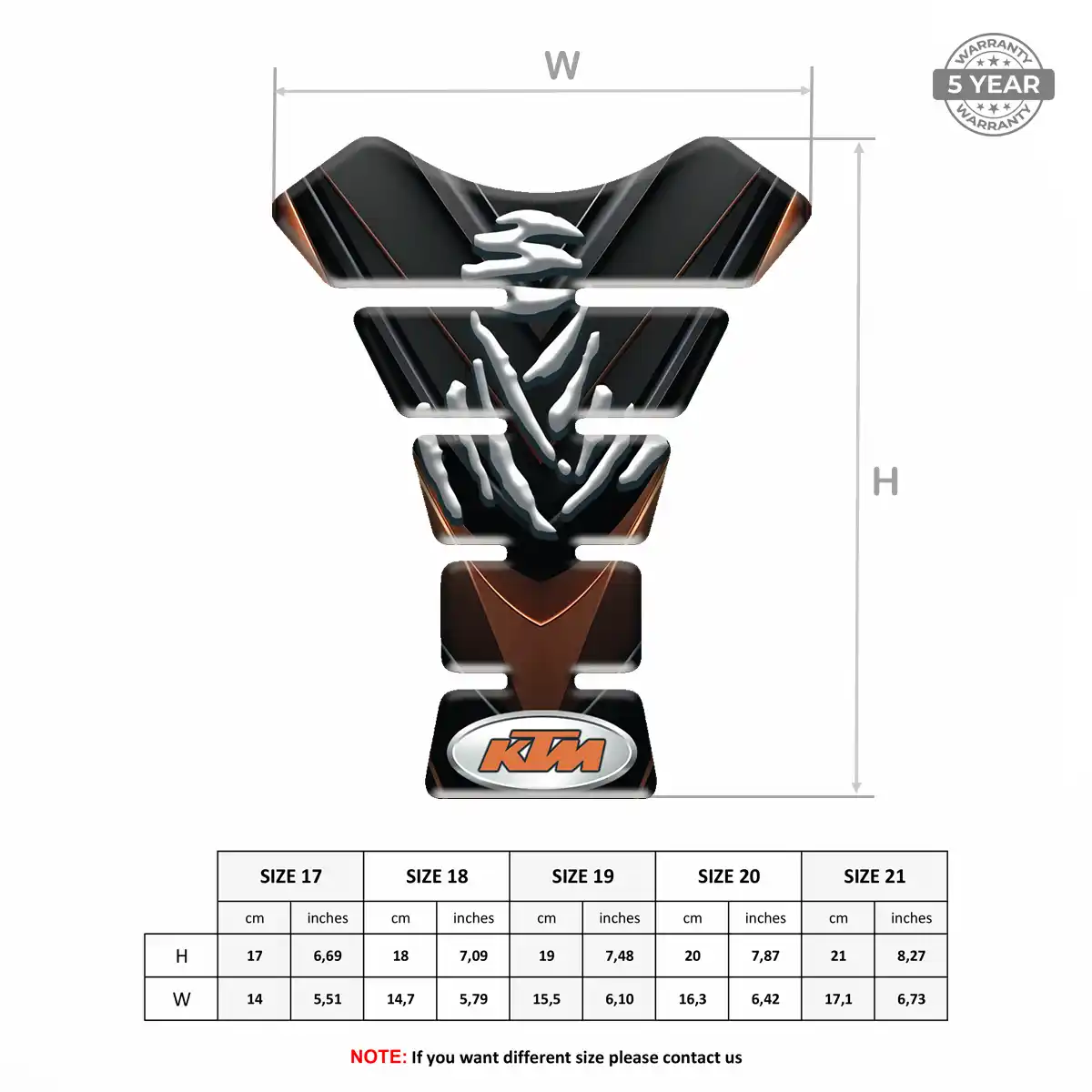 KTM Tank Pad Protector Motorbike Elite Finish