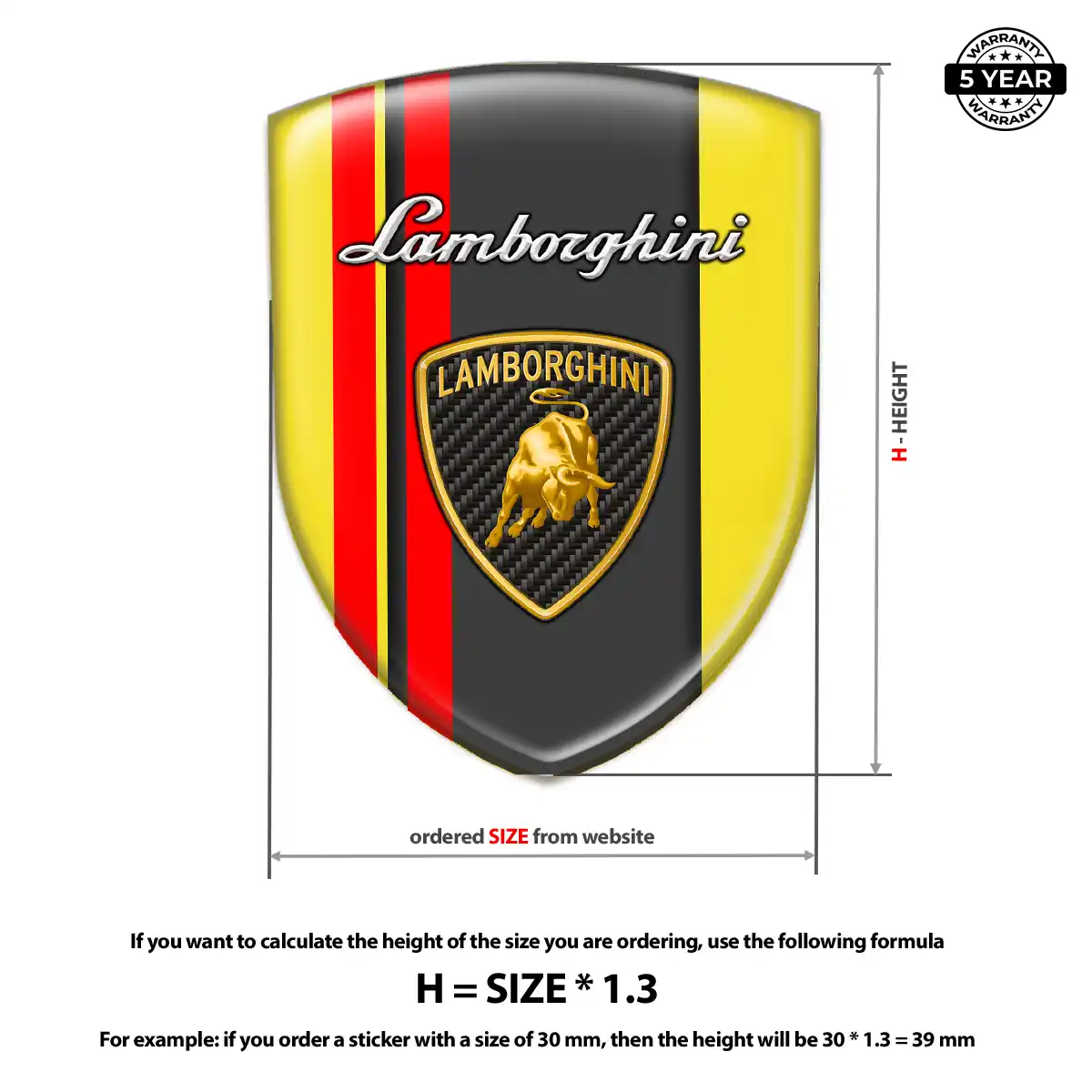 Lamborghini 3D Resin Sticker Refined Design