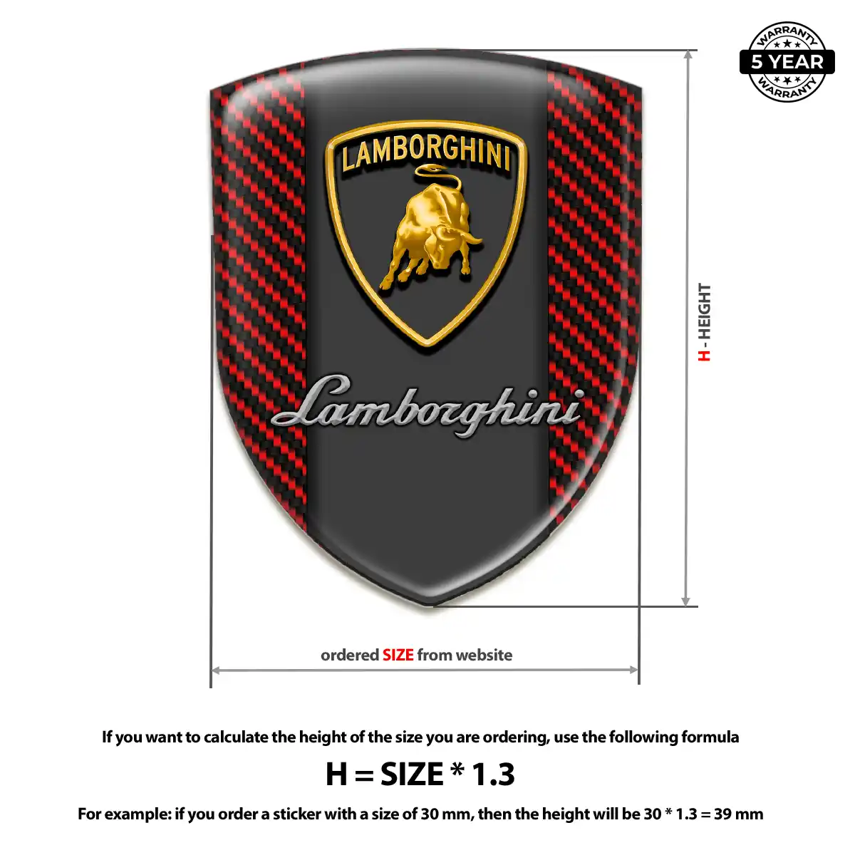 Lamborghini Domed Decal Elite Finish