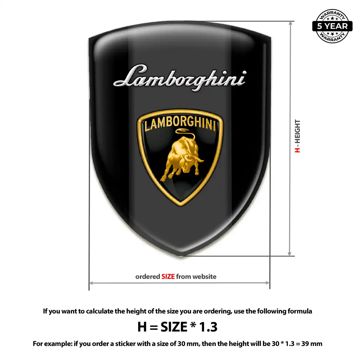 Lamborghini Polyurethane Domed Sticker Refined Design