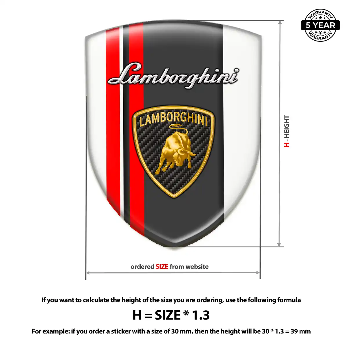 Lamborghini Resin Badge Sticker Sleek Style