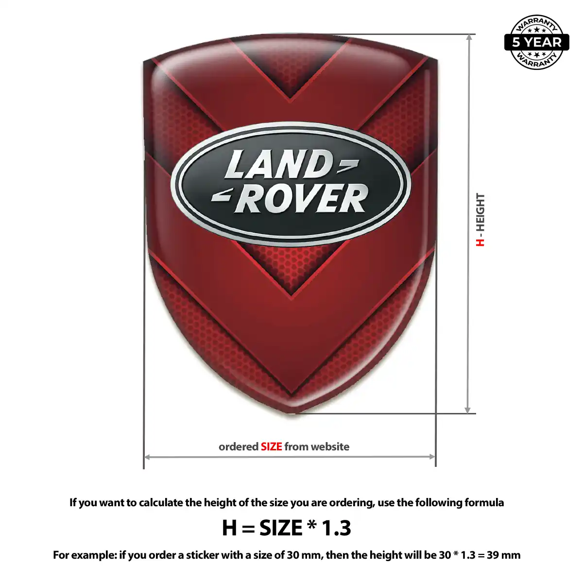 Land Rover Polyurethane Domed Sticker Refined Design