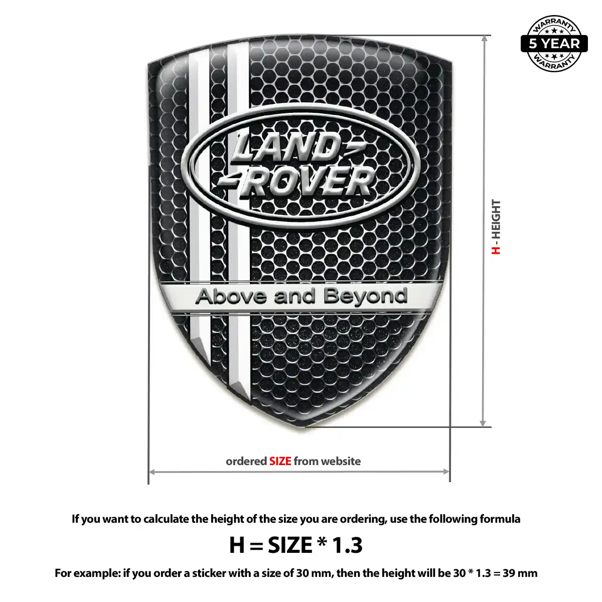 Land Rover Polyurethane Domed Sticker Sleek Style
