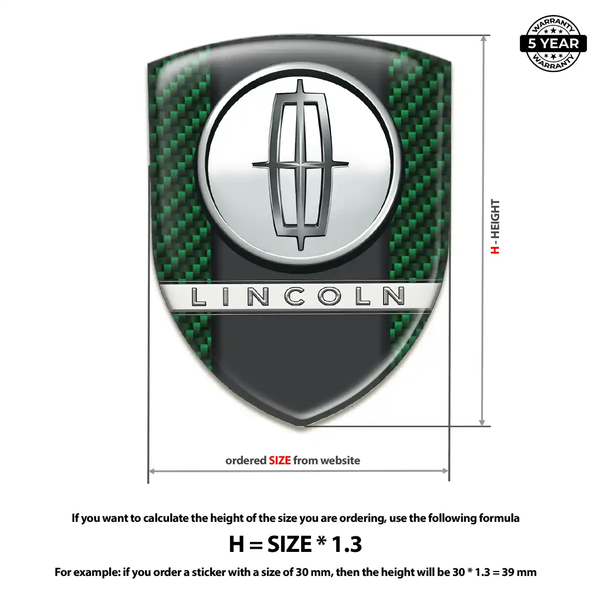 Lincoln 3D Domed Sticker Elite Finish