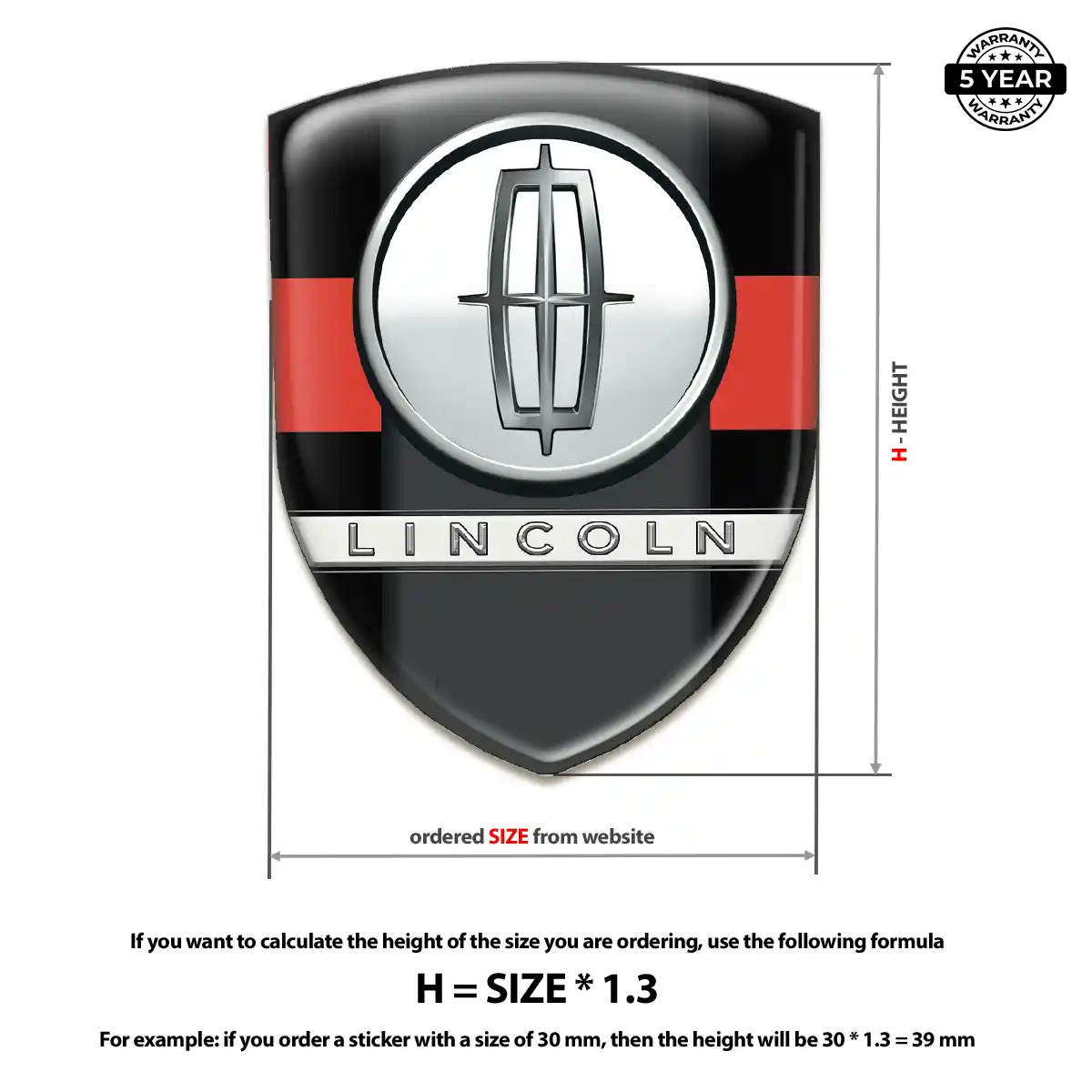 Lincoln 3D Domed Sticker Refined Design
