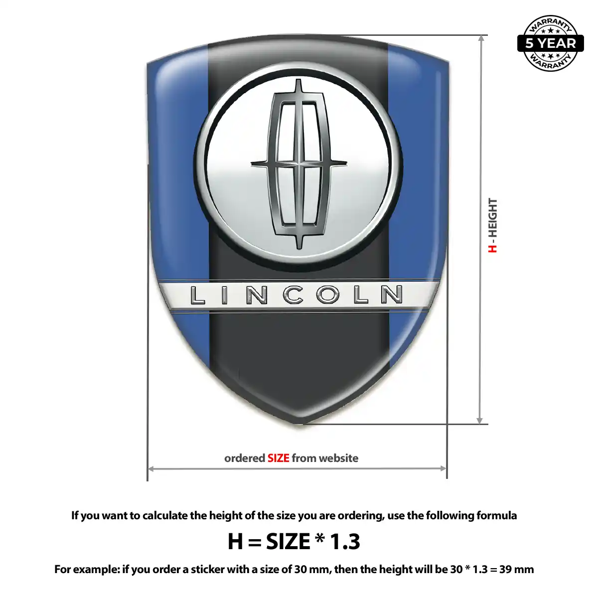 Lincoln 3D Domed Sticker Sleek Style