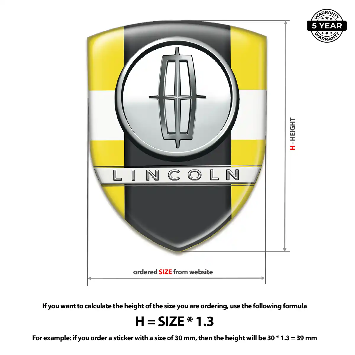 Lincoln 3D Gel Sticker Refined Design