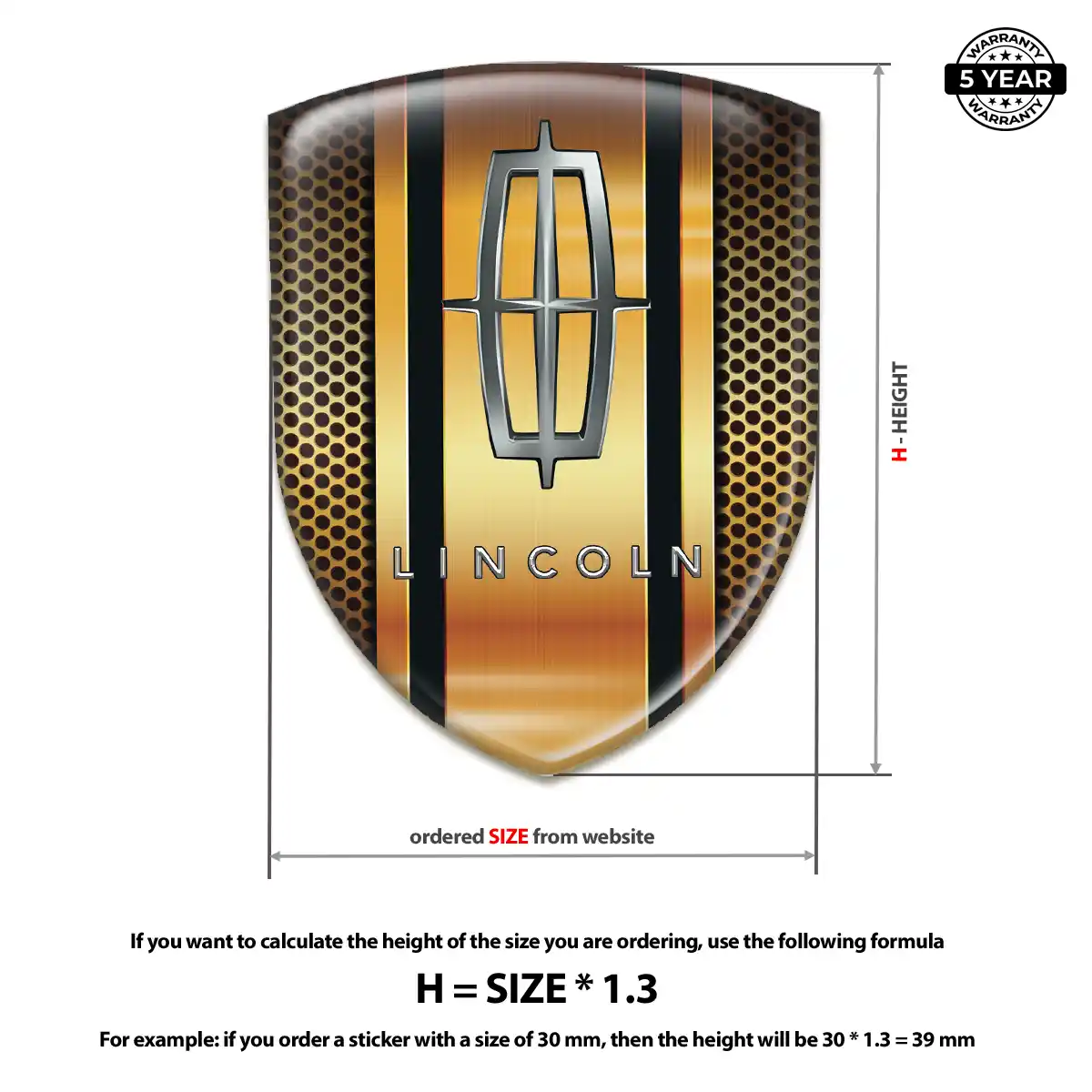 Lincoln 3D Logo Sticker Elite Finish