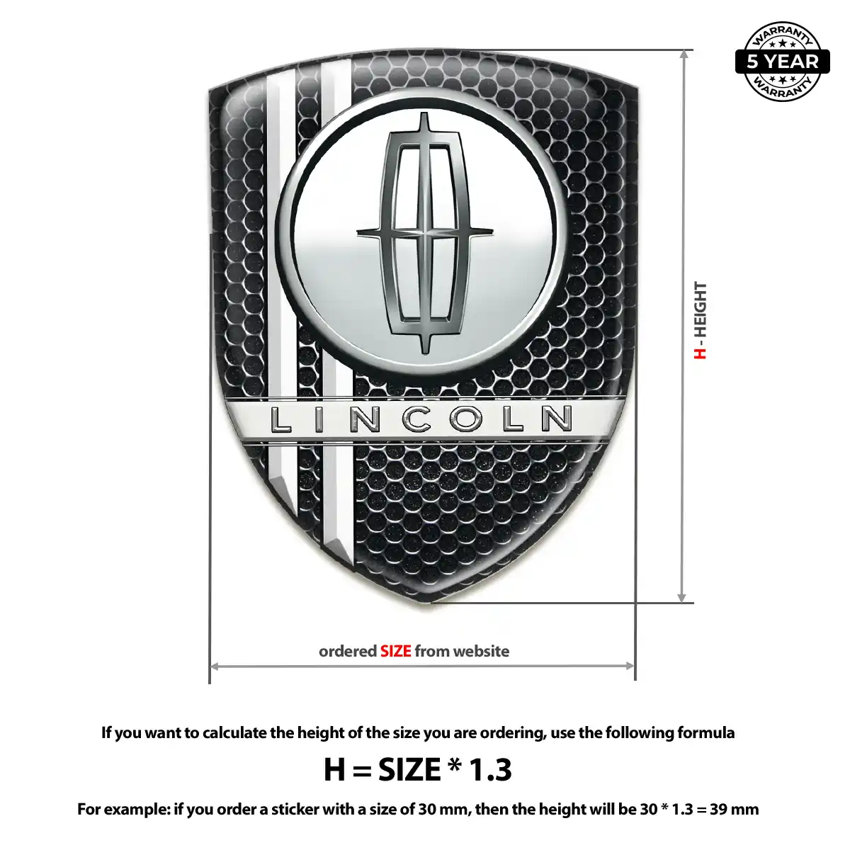 Lincoln 3D Resin Sticker Elite Finish