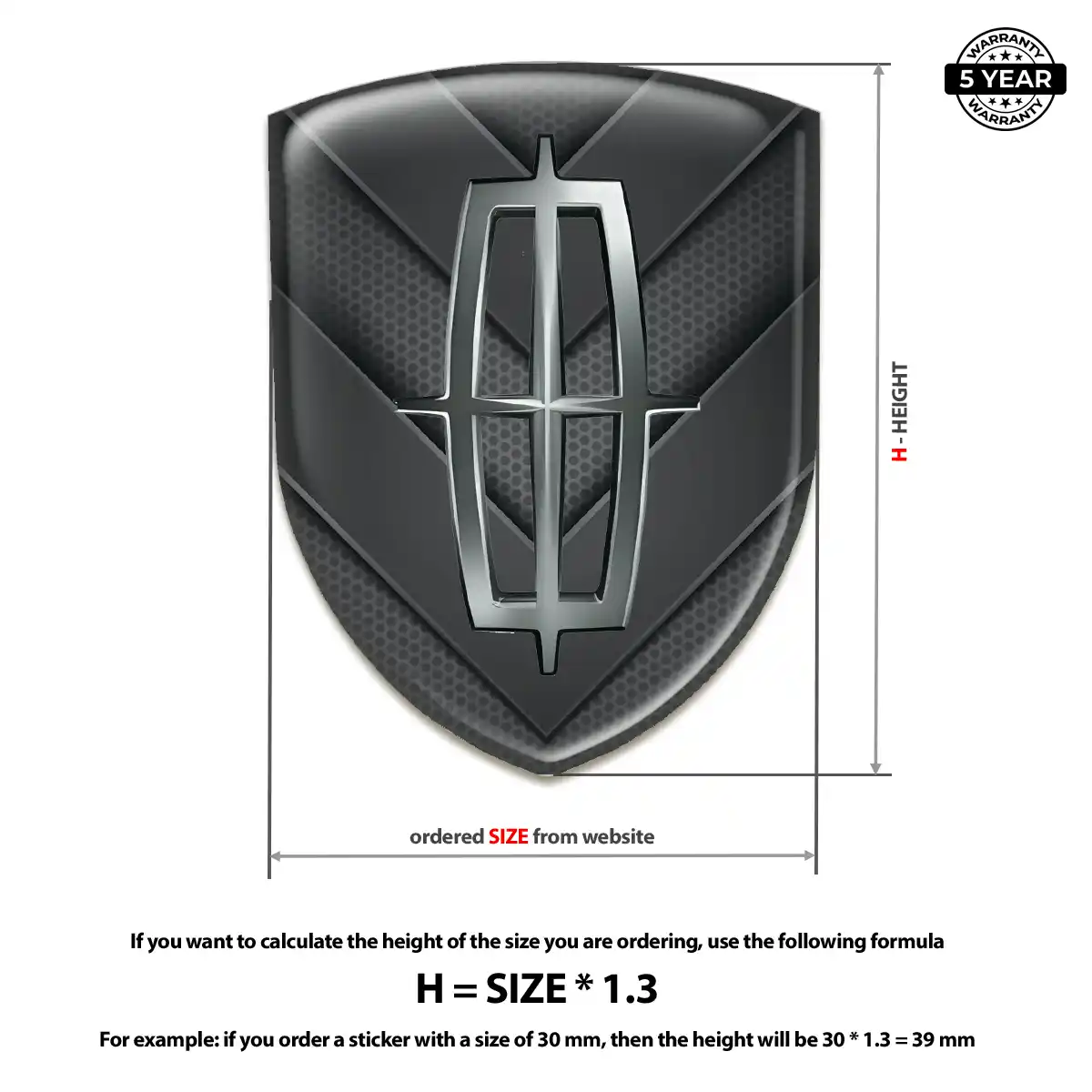 Lincoln Automotive Resin Decal Sleek Style