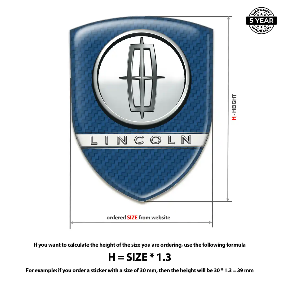 Lincoln Car Badge Sticker Elite Finish