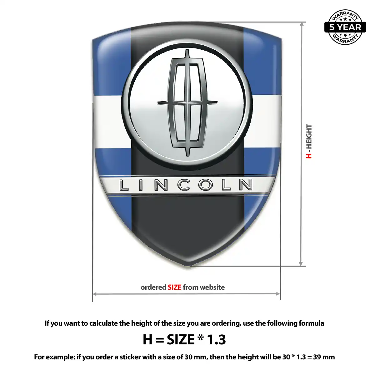 Lincoln Car Badge Sticker Refined Design