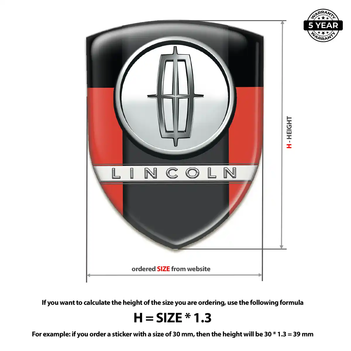 Lincoln Car Emblem Sticker Elite Finish